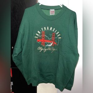Vintage Made In USA Green Oneita Crewneck San Francisco City By The Bay SZ XL